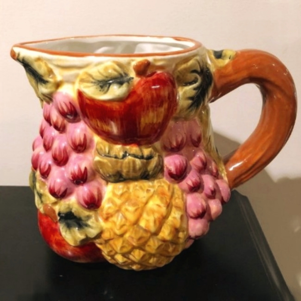 Vintage Style Eyes Baum Brothers Pitcher Raised Fruit Design